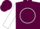 Maroon, white circle, white sleeves