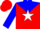 Red, white and blue thirds, white star on blue yoke, blue sleeves, red cap