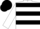 White, black hoops, black cap