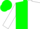 Green & white halved,  white sleeves