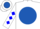 White, royal blue disc, blue diamonds on sleeves