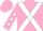 Pink, white crossed sashes, diamonds on sleeves and cap