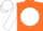 Orange, orange 'mc' on white ball, white sleeves and cap