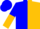 Blue & gold halves, blue & gold 'g', blue & gold halved sleeves, blue cap