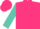 Hot pink, hot pink 'hgm' on turquoise diamond, hot pink diamond stripe on turquoise slvs, hot pink cap