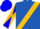 Royal blue, gold sash, blue and gold diagonal quartered sleeves, blue cap