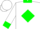 White, green diamond frame, green 'g' green front seam, green collar & cuffs