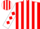 Red and white stripes, white sleeves, red diamonds, striped cap