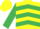 Yellow, emerald green chevrons, emerald green sleeves, yellow cap