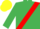 emerald Green, black and red sash, yellow cap