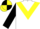 White, yellow chevron, black sleeves, black and yellow quartered cap