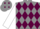 Grey body, garnet three diamonds, white arms, grey cap, garnet diamonds