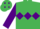 Emerald green, purple triple diamond and diamonds on cap, purple sleeves, emerald green armlets