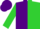 Purple and lime halves, lime 's', purple 's' on lime sleeves, purple cap