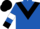 Royal Blue, black chevron, royal blue sleeves, white armlets, black cuffs, black cap