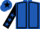 Royal blue, black seams, black sleeves, royal blue stars, royal blue cap, black star
