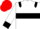 White, black hoop, epaulettes and cuffs, red cap
