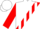 White, red sash, white stripes on red sleeves, white cap