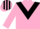 PINK, black chevron, striped cap