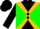 Black and green diagonal quarters, gold cross sashes, black cap