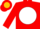 Red, gold blocks, red 'redfish racing' on white ball