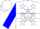 White, white 'mcm' and stars on red framed blue hoop, white star on blue slvs, white cap