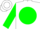 White, white 'wm' in white horseshoe on green ball, green sleeves