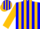 Blue, gold 'sc', gold braces, gold stripes on sleeves