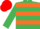  Emerald green & orange hoops, red cap