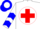 White, blue cross on red ball, red and blue chevrons on sleeves
