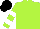 Lime green, lime green, white hooped sleeves, black cap