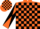 Orange and black check, diabolo on sleeves