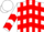 White, silver horseshoe, red fc, red panels, red collar, red chevrons