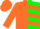 Orange & green halves, orange 'a/o' orange chevrons & cuffs