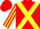 Red, yellow cross sashes, red sleeves, yellow stripes, red cap