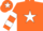 Orange, white star, hooped sleeves, orange cap, white star