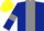 Dark blue, grey stripe and armlets, yellow cap