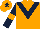 Orange, Dark Blue chevron, Dark Blue sleeves, Orange armlets, Orange cap, Dark Blue star