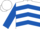 White, royal blue chevrons, royal blue sleeves