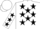 White body, black stars, white arms, black stars, white cap