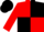 Red and black quarters, black 'bw', black cap