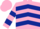 Pink, Dark Blue chevrons, hooped sleeves, Pink cap
