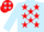 Light Blue, Red stars, Light Blue sleeves