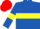 Royal Blue, Yellow hoop and armlets, Red cap