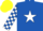 Royal Blue, White star, checked sleeves, Yellow cap