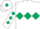 White, Dark Green triple diamond, diamonds on sleeves, White cap, Dark Green diamond