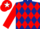 DARK BLUE & RED DIAMONDS, red sleeves, red cap, white star