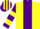 Yellow, Purple stripe, Purple and Yellow hooped sleeves, striped cap