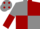 Grey and Cherry (quartered), reversed halved sleeves, Grey cap, Cherry spots