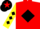 Red, Black diamond, Yellow sleeves, Black diamonds, Black cap, Red star